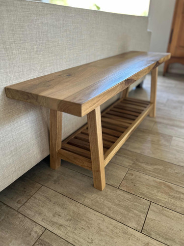 Banco Varillado Pie De Cama O Sillón De Madera Petiribi