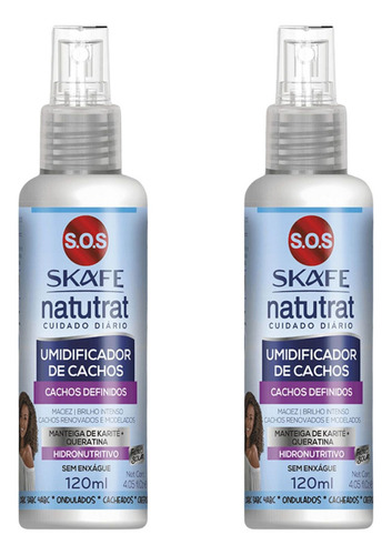 Umidificador De Cachos Skafe Natutrat Sos Cuid Dia 120ml-2un