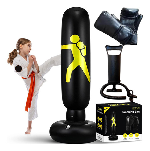 - Juego De Saco De Boxeo Inflable De 63 Pulgadas Guante...