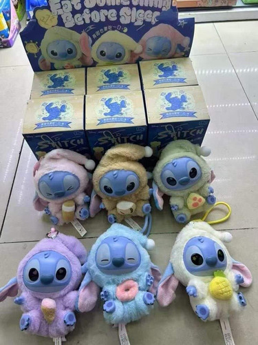 6 Llavero Stitch Peluche Sorpresa Eat Something Before Sleep Azul