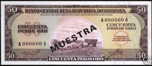Bn8214 Rep. Dominicana 1964 50 Pesos Ouro Specimen Rara