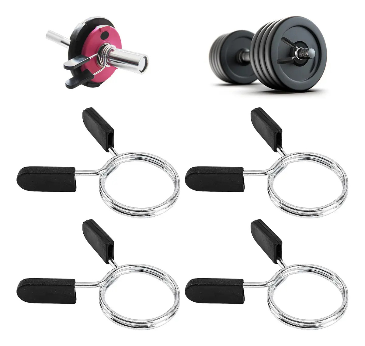 4Pzs Seguros Topes de Barra Olimpica 2 Pulgadas, Juego Abrazadera Topes Grips de Pesas Rápida, Collar de Resorte Antideslizante, Bloqueo Abrazadera para Levantamiento de Pesas, Ent