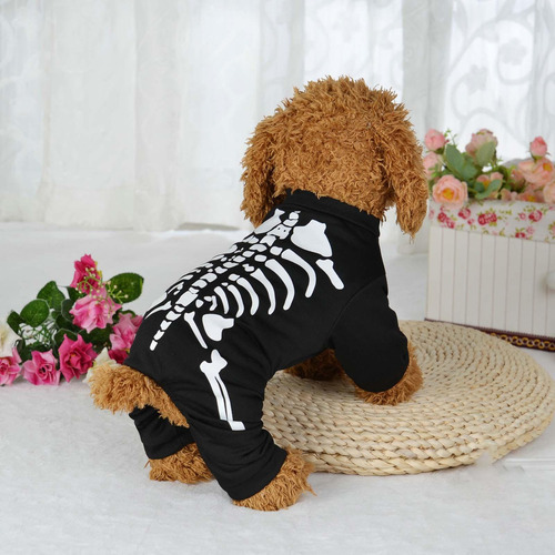 Disfraz De Esqueleto De Perro De Halloween, Accesorios, M