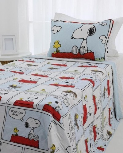 Kit Colcha Dupla Face Solteiro Snoopy Peanuts