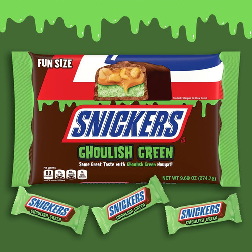 Snickers Ghoulish Green Halloween Verde Fun Size Importado