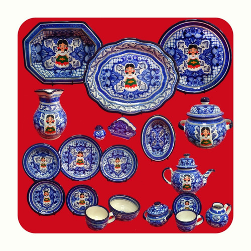 Vajilla Talavera Poblana P/12 Personas China Poblana M42 Vjl