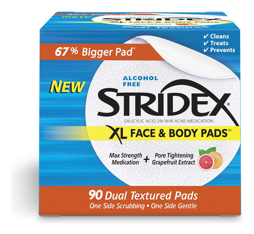 Stridex Almohadillas Faciales Xl Para El Cuerpo, 90 Unidade.