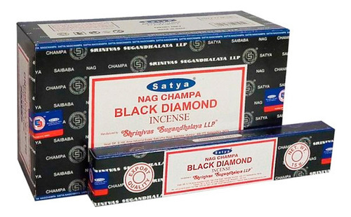 Sahumerios Satya Nag Champa - 12 Unidades Fragancia Black Diamond
