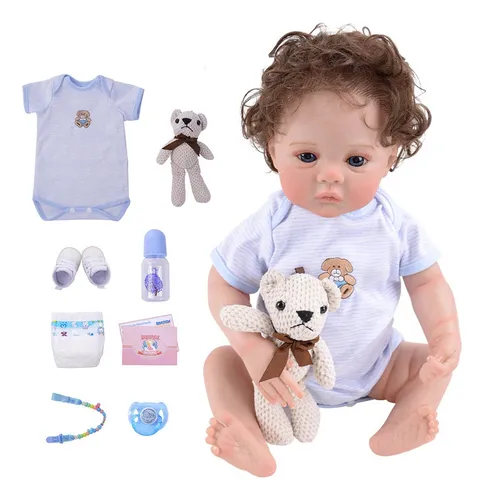 comprar Boneca Bebê Reborn Pintada Realista 48cm Menino Silicone