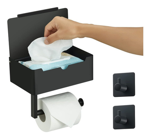 Toilet Paper Holder With Phone Shelf And Waterproof Wipes Di