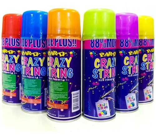 Pack 6 Serpentinas En Spray Colores Surtidos 