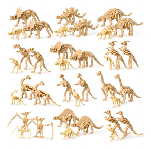 36 Esqueletos Fósiles De Dinosaurio, Figuras Surtidas, Hue.