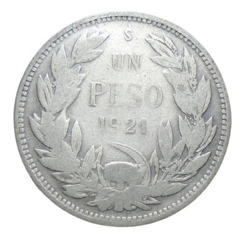 Chile 1 Peso 1921 Plata Ley 0.500