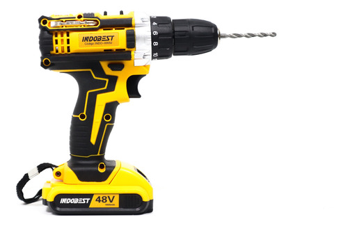 Parafusadeira Furadeira Sem Fio 48v 2 Baterias 340w 1550 Rpm Cor Amarelo 127/220v
