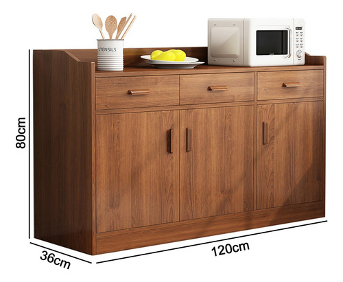 Credenza Bufetera Madera Color Nuez Estilo Retro Organizador Marrón