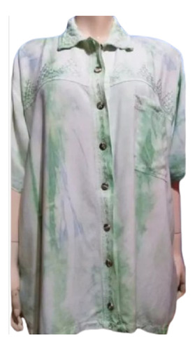 Blusa Verde Bordada Indu  2/3 Xl Grande Especial**