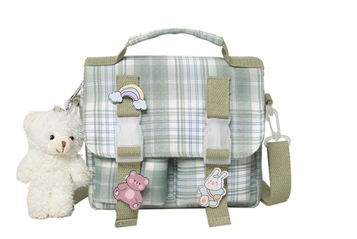 Lindo Bolso Jk Plaid Campus Uniform, Bandolera De Nailon