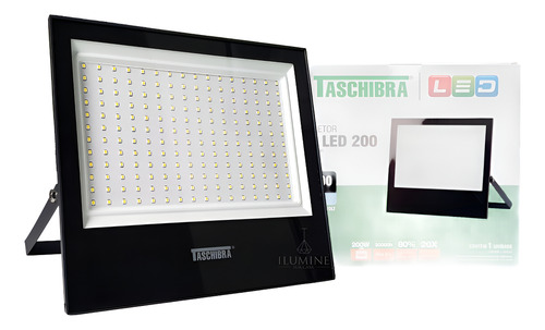 Refletor Led Slim 200w Preto Taschibra Bivolt Cor 6500k B F Preto Luz Fria - 6500k