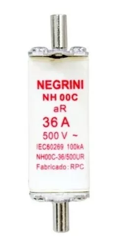 FUSÍVEL ULTRA RÁPIDO 36A 500V NH00 - MERCADO GLASS