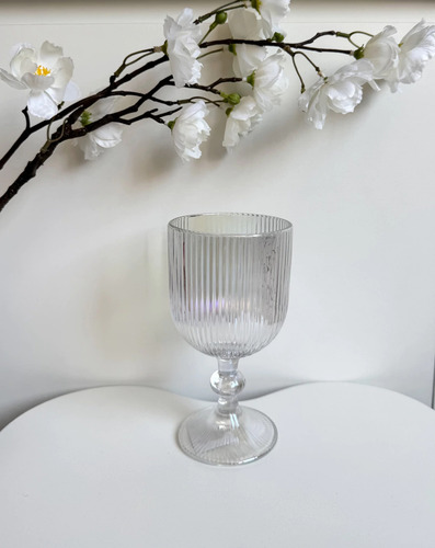 Set X 6 Copas De Vidrio Con Lineas De 350ml Tornasolada