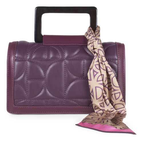 Bolsa Briefcase Cloe Para Mujer Maneral Acrilico Con Mascada Color Violeta