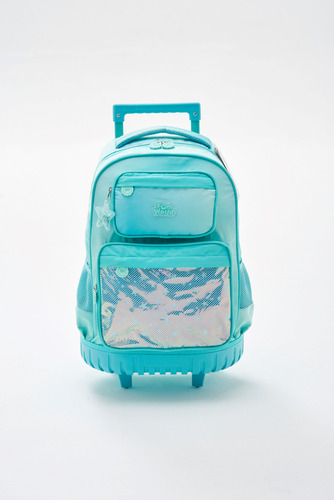 Mochila Escolar Fw Fun World Lovely 18l Color Aqua Diseño De La Tela Lisa