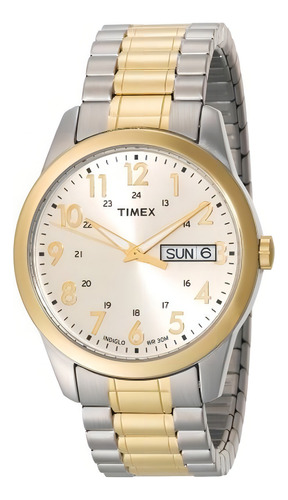 Reloj Pulsera Timex South Street Sport T2m935 Color de la correa Plateado/Dorado Color del bisel Dorado Color del fondo Gris