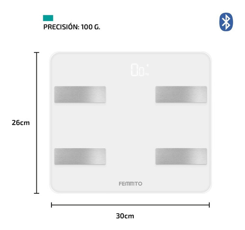 Imagen 5 de 10 de Balanza Digital Para Personas Femmto B04 Bluetooth Corporal