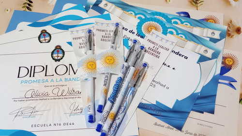 Kit Imprimible Diploma + Señalador P/lapiz Promesa Bandera