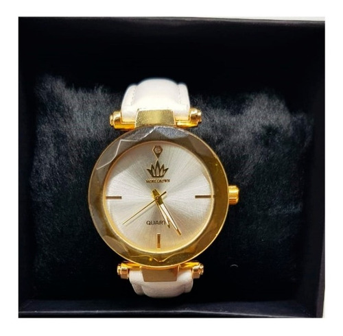 Relógio Feminino More Crowm Couro Original Branco