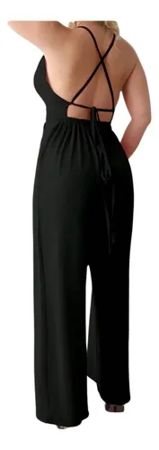 Mono Enterito Crepe Espalda Cruzada Estilo Y Comodidad Negro S