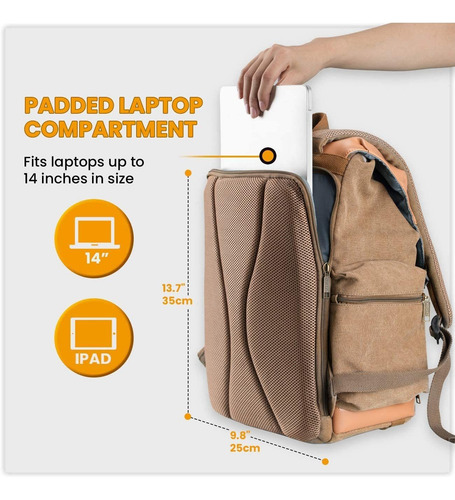 Mochila Para Camara - Vintage Lona Caqui