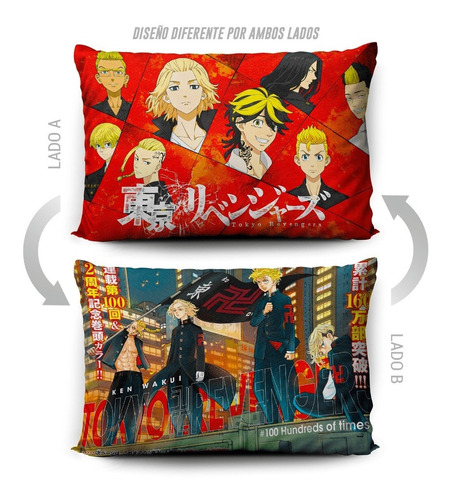 Imagen 5 de 5 de Funda De Almohada Tokyo Revengers 70x45cm Vudú Love