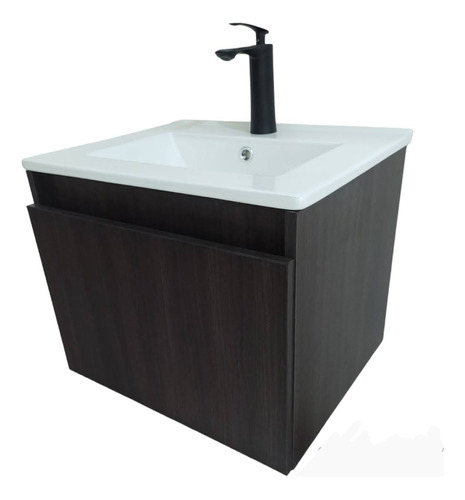 Lavabo Con Gabinete Y Monomando Negro Bañoclo50m 