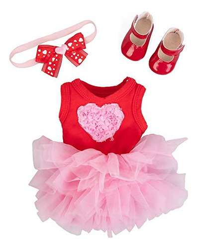 Conjunto De Muñeca Corazón Rosa 3 Piezas Ropa Disfraz 18 Pul