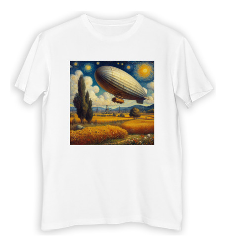 Remera Hombre Zeppelin Estilo Van Gogh Dibujo Cielo