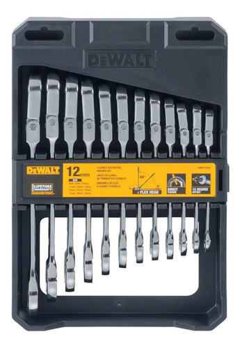 Imagen 2 de 5 de Juego Llaves Combinadas Mixtas 12 Piezas Dewalt Dwmt19229