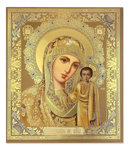Needzo Virgen Y Niño Icono Virgen María De Kazán Cristo Oro 