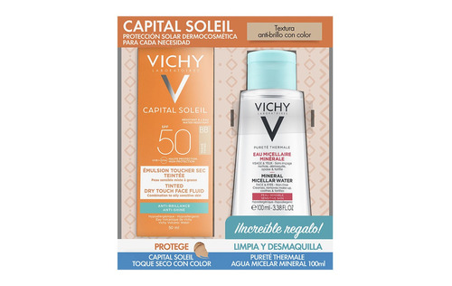 Kit Vichy Protector Solar Color Piel Mixta + Agua Micelar