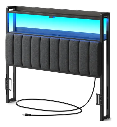 comprar Cabecera Matrimonial Con Luz Led Y Almacenamiento Ajustable