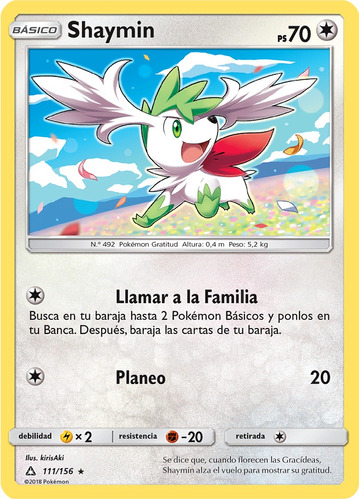 Cartas Pokemon Shaymin 111/156 Español S&m Ultra Prism Upr