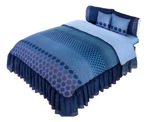 Edrecolcha Luciano Matrimonial Azul Con 2 Cojines