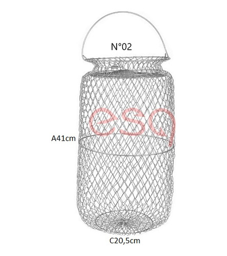 Samburá De Arame Com Tampa Malha 1,0 Comprimento 41cm