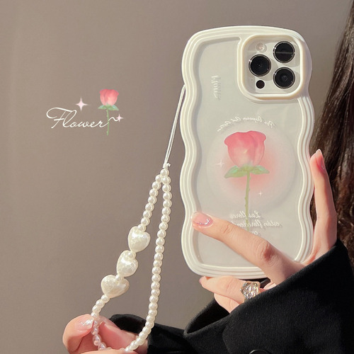 Para iPhone 11/16 Pro Max Capa Rosa Artístico Silicone Macia