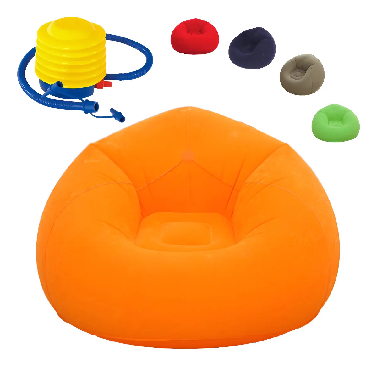 Ón Ofá Inf Ab E A Atercope Puff Cómodo +bomba Co Or Naranja, Sillón Sofá Puff Inflable Silla Aterciopelada Sofá + Bomba