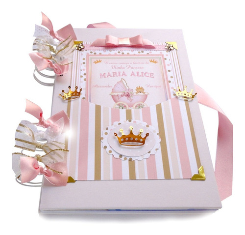 Imagem 1 de 10 de Diário De Bebê Fotos Personalizado Princesa Com Nome