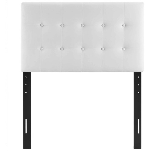 Cabecera De Terciopelo Blanca Diseño Capitoné Tamaño Individ Blanco
