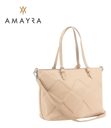 Cartera Bolso Amayra Mujer Camel Grande Tote 67.c2699.2 Beige Lisa Níquel Beige