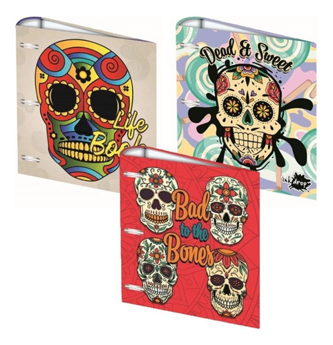 Carpeta Escolar Nro 3 3x40 Inkdrop - Calaveras 2023