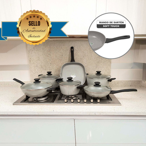 Batería De Cocina De Aluminio Forjado Kung Fu Master 17 Pz Gris